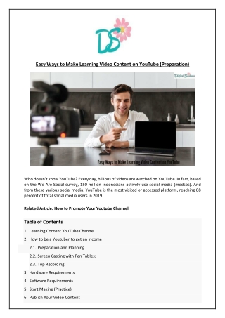 Easy Ways to Make Learning Video Content on YouTube (Preparation)