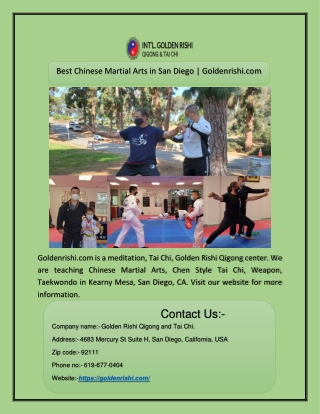 Best Chinese Martial Arts in San Diego | Goldenrishi.com