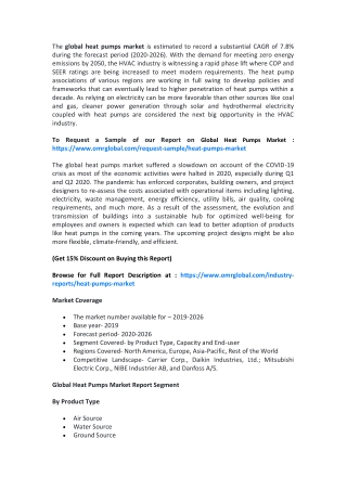 Global Heat Pumps Market Size, Segmentation, Share, Forecast, Analysis, Industry Report to 2020-2026