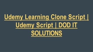 Udemy Learning Clone Script | Udemy Script | DOD IT SOLUTIONS