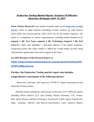 Endocrine Testing Market Revenue - Due To Increase In Huge Demand In This Sector