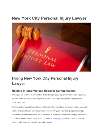 New York City Personal Injury Lawyer