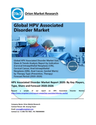 HPV Associated Disorder Market Report 2020: By Key Players, Type, Share and Forecast 2020-2026