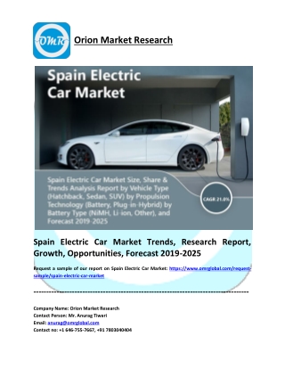 Spain Electric Car Market to 2025, Future Outlook, COVID-19 Impact Analysis, Forecast 2019-2025