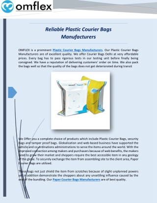 Reliable Plastic Courier Bags Manufacturers