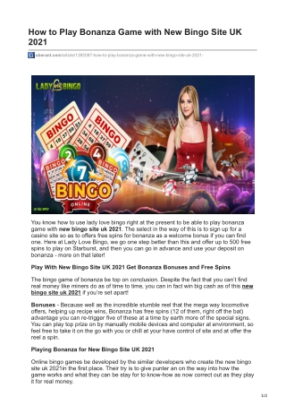 Play Bonanza Game with Lady Love Bingo UK