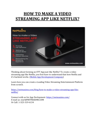 HOW TO MAKE A VIDEO STREAMING APP LIKE NETFLIX?