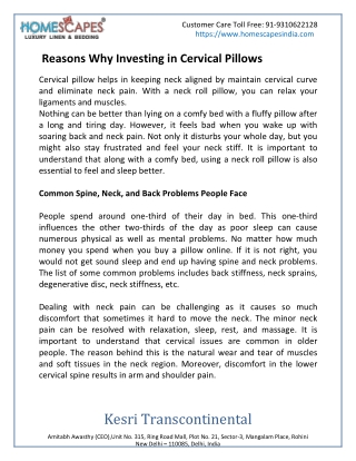 Reasons Why Investing in Cervical Pillows