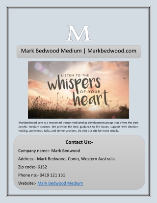 Mark Bedwood Medium | Markbedwood.com