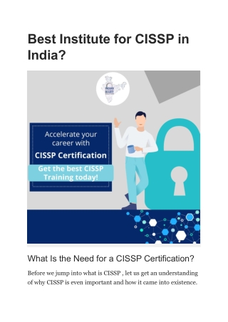 Best Institute for CISSP In India.