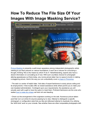 How To Reduce The File Size Of Your Images With Image Masking Service