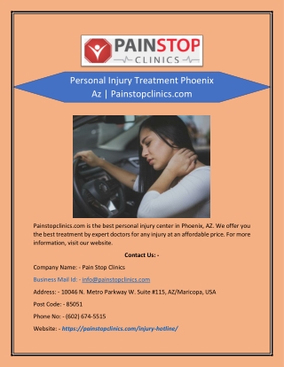 Personal Injury Treatment Phoenix Az | Painstopclinics.com