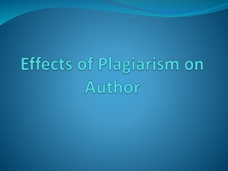 Effects of Plagiarism on Author