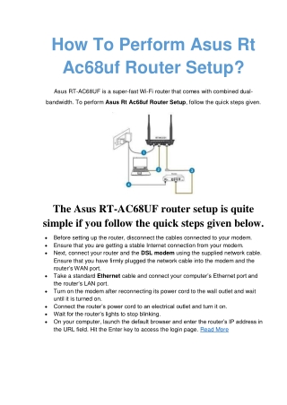 How To Perform Asus Rt Ac68uf Router Setup?