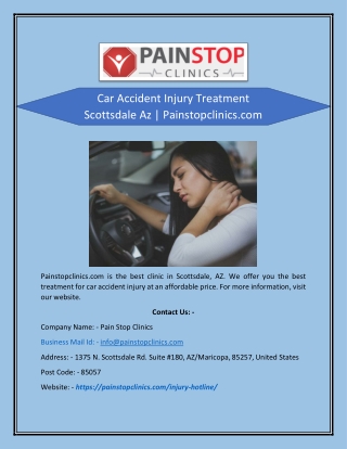 Car Accident Injury Treatment Scottsdale Az | Painstopclinics.com