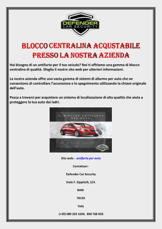 Blocco centralina acqustabile presso la nostra azienda