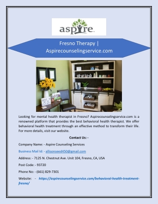 Fresno Therapy | Aspirecounselingservice.com