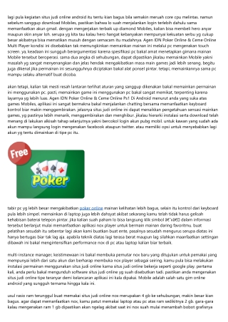 Mainan Agen IDN Poker Online & Ceme Online Di Pc Ini Mampu Mampu Duit Jelas