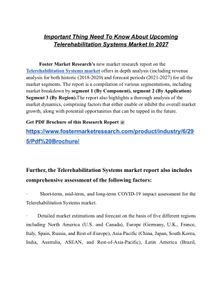 Important Thing Need To Know About Upcoming Telerehabilitation Systems Market In 2027