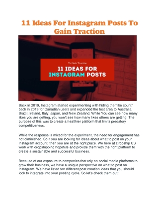 Ideas for instagram posts