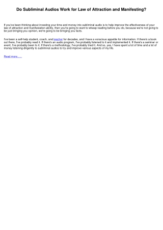 Do Subliminal Audios Work for Law of Attraction and Manifesting?