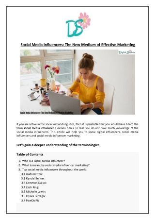 Social Media Influencers: The New Medium of Effective Marketing