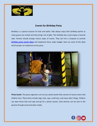 Events for Birthday Party