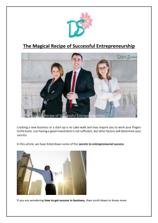 The Magical Recipe of Successful Entrepreneurship