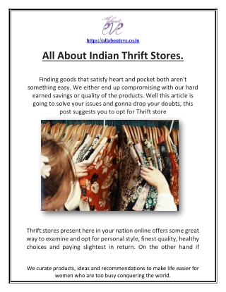 All About Indian Thrift Stores.