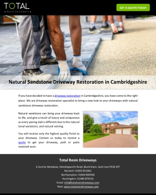 Natural Sandstone Driveway Restoration in Cambridgeshire