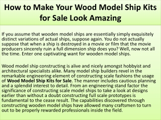 How to Make Your Wood Model Ship Kits for Sale Look Amazing