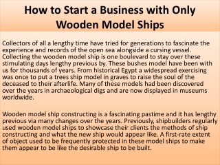 How to Start a Business with Only Wooden Model Ships