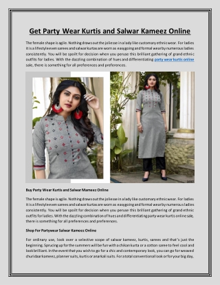 Get Party Wear Kurtis and Salwar Kameez Online