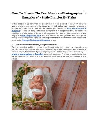 How To Choose The Best Newborn Photographer in Bangalore? - Little Dimples By Tisha