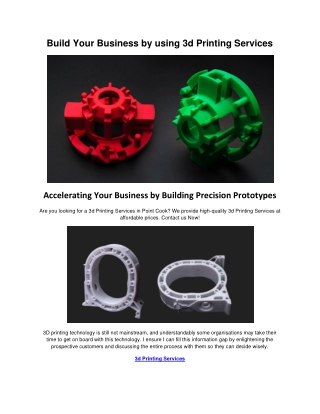 Build Your Business by using 3d Printing Services