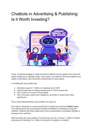 Chatbots in Advertising & Publishing: Is it Worth Investing?