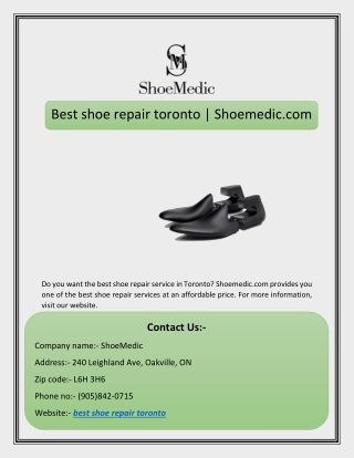 Best shoe repair toronto | Shoemedic.com