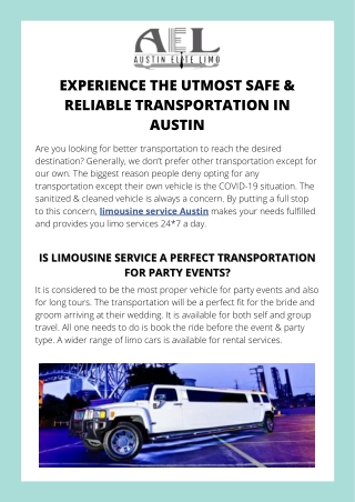 Limo the Safest and Reliable Transportation in Austin