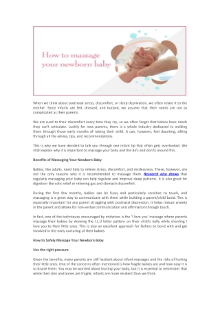 How To Massage Your Newborn Baby