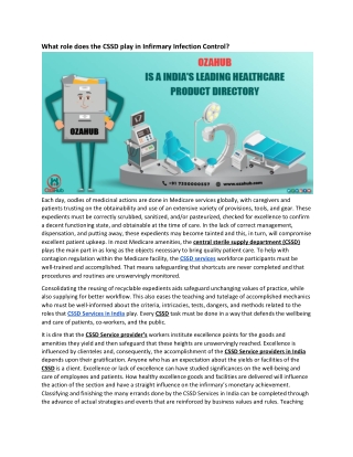 What role does the CSSD play in Infirmary Infection Control?