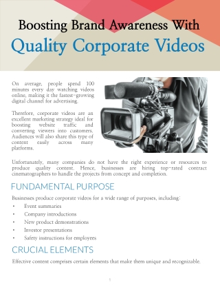 Boosting Brand Awareness With Quality Corporate Videos