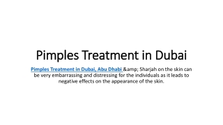 Pimples Treatment in Dubai