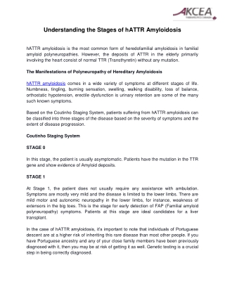 The Stages of Hereditary Amyloidosis - Akcea Therapeutics