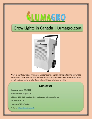 Grow Lights in Canada | Lumagro.com