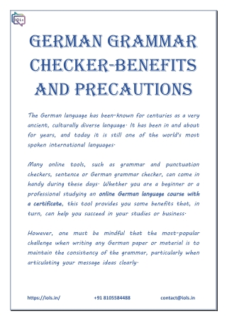 German Grammar Checker-Benefits And Precautions