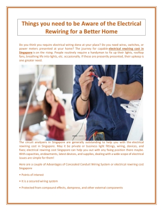 Things You Need to be Aware of the Electrical Rewiring for a Better Home