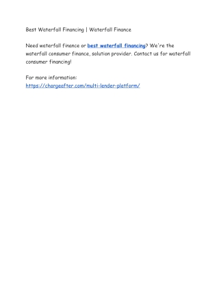 Waterfall Financing | Waterfall Finance