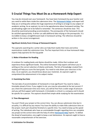 5 Crucial Things You Must Do as a Homework Help Expert