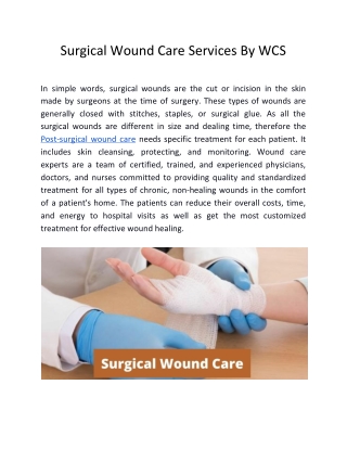 Surgical Wound Care Services By WCS