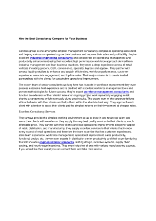 Hire the Best Consultancy Company for Your Business
